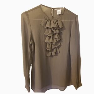 Esley small Sheer longsleeve top Ruffles neck